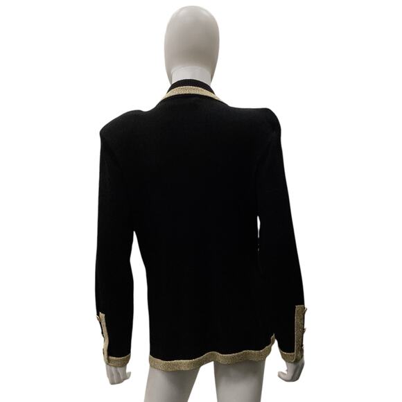 VTG Mike Korwin Womens Blazer Size M Fine Knit Gold Shimmer Trim Amazing Buttons - Picture 3 of 4
